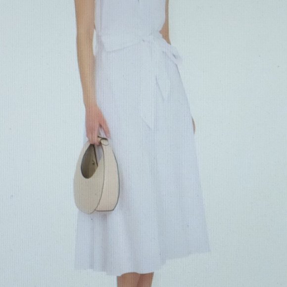 STAUD Kai Halterneck Cotton Blend Dress in White - FCM80 - Picture 2 of 14